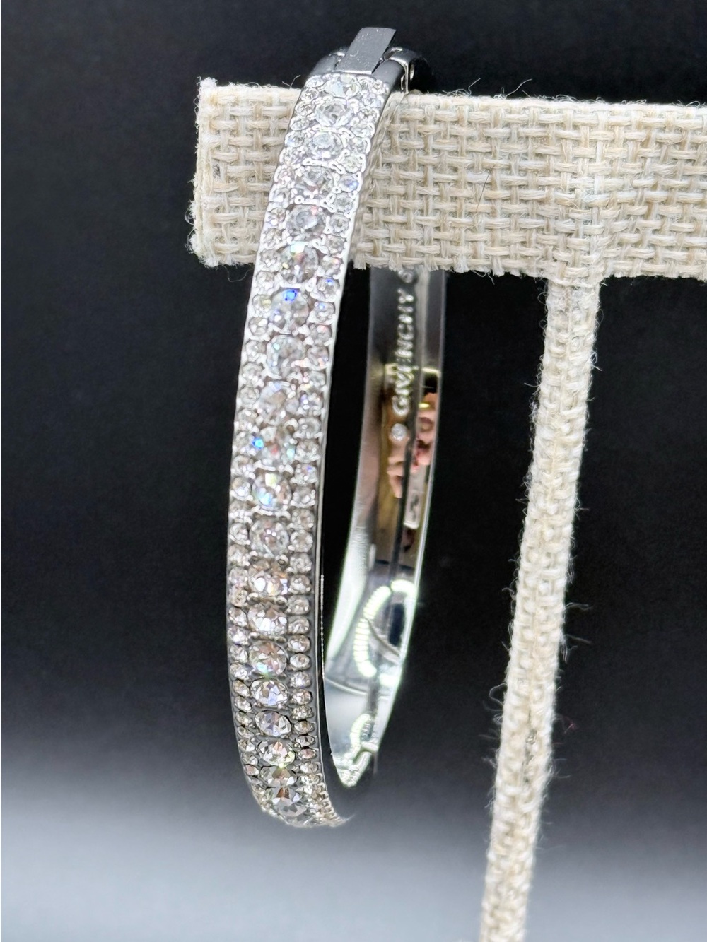 Givenchy Silver-Tone Scattered Crystal Bangle Bracelet